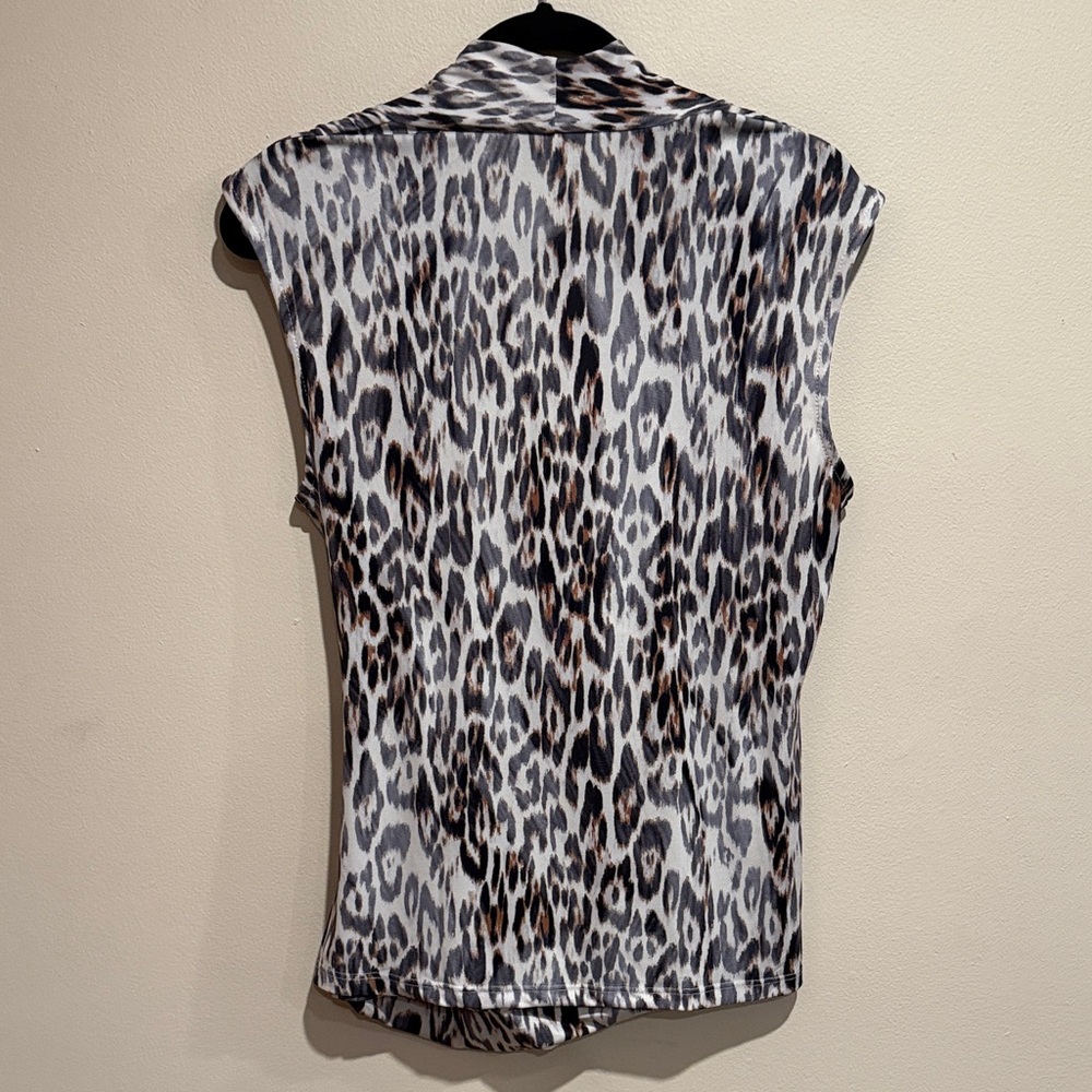 🧨Rachel Roy Leopard Print Women's Blouse Black & Brown Mobwife Casual Versatile - Picture 3 of 6